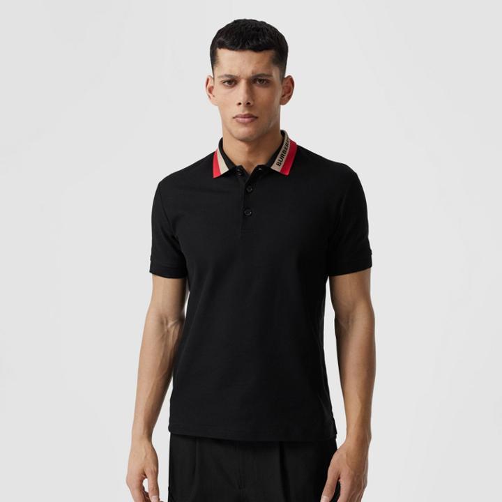 Burberry Burberry Logo Detail Cotton Piqu Polo Shirt, Size: M, Black