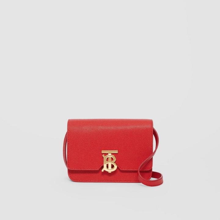 Burberry Burberry Mini Grainy Leather Tb Bag, Red