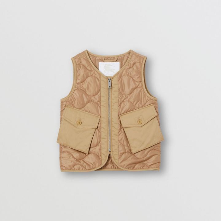 Burberry Burberry Childrens Embroidered Logo Showerproof Quilted Gilet, Size: 10y, Yellow