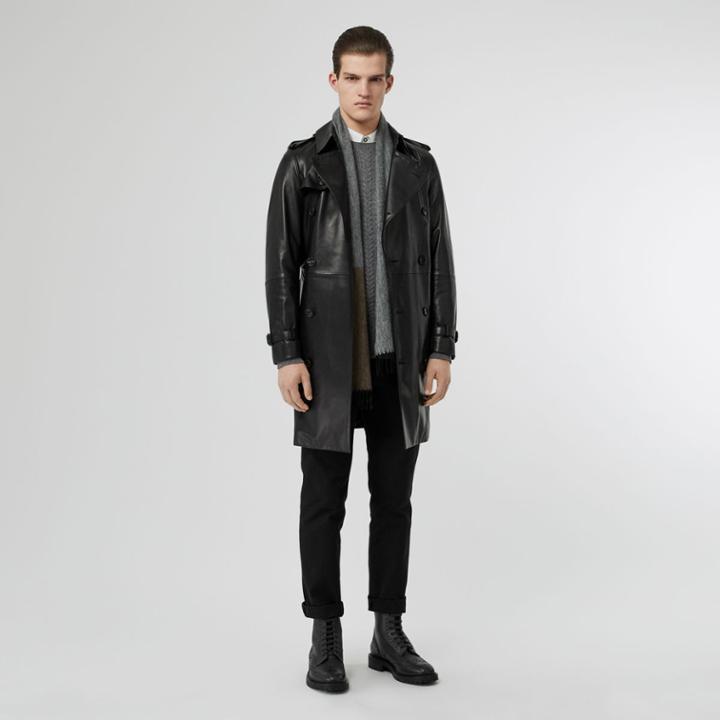 Burberry Burberry Lambskin Trench Coat, Size: 36, Black
