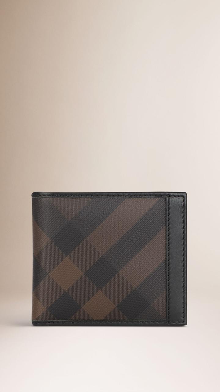 Burberry Burberry Smoked Check Folding Wallet, Brown