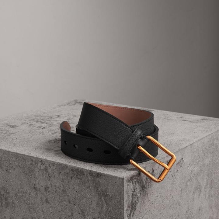 Burberry Burberry Grainy Leather Belt, Size: 75, Black