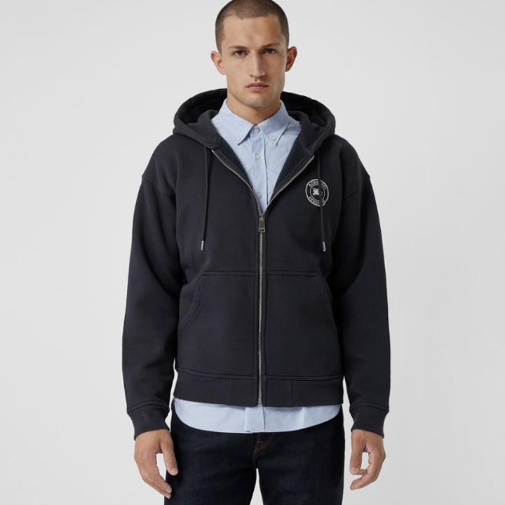 Burberry Burberry Embroidered Logo Jersey Hooded Top, Size: Xl, Blue