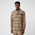 Burberry Burberry Rib Knit Detail Vintage Check Cotton Shirt, Size: M, Beige