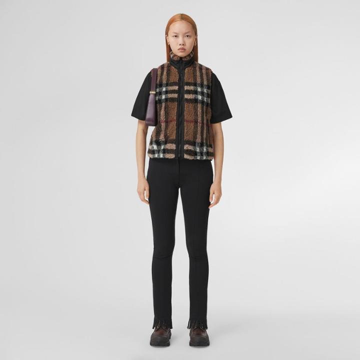 Burberry Burberry Check Wool Cashmere Blend Fleece Gilet, Size: 0