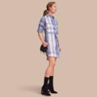 Burberry Burberry Tie-waist Check Cotton Shirt Dress, Size: 14, Blue