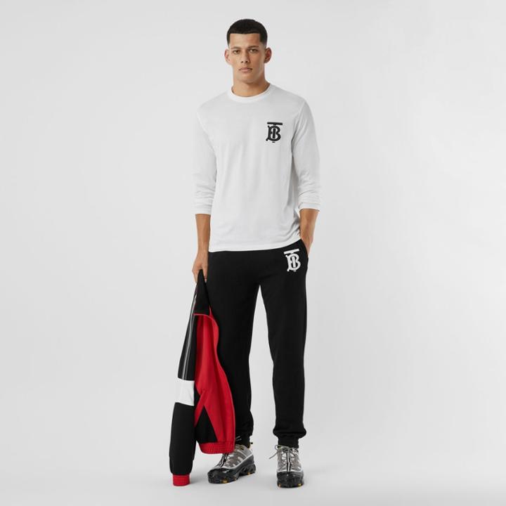 Burberry Burberry Long-sleeve Monogram Motif Cotton Top, White