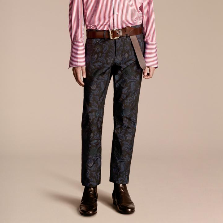 Burberry Burberry Slim Fit Floral Jacquard Jeans, Size: 30, Blue