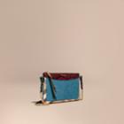 Burberry Burberry Leather, House Check And Snakeskin Clutch Bag, Blue