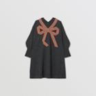 Burberry Burberry Childrens Icon Stripe Bow Merino Wool Silk Sweater Dress, Size: 12y, Grey