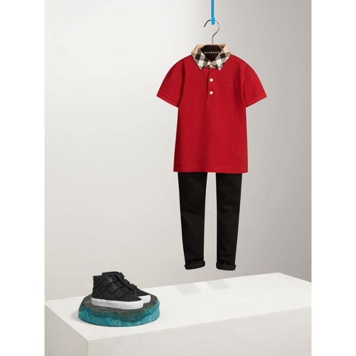 Burberry Burberry Check Collar Polo Shirt, Size: 8y, Red