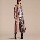 Burberry Panama Stripe Cotton Silk Blend Dressing Gown Coat