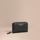 Burberry Burberry Trench Leather Ziparound Coin Case, Black