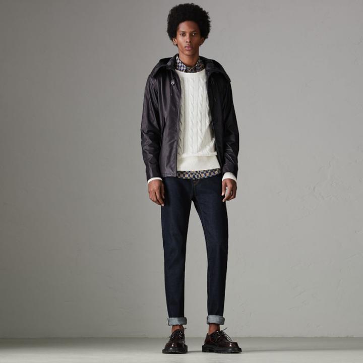 Burberry Burberry Paper-light Lambskin Hooded Jacket, Size: 40, Blue