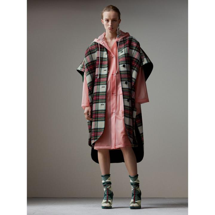 Burberry Burberry Reversible Tartan Oversized Poncho, White