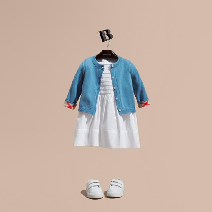 Burberry Burberry Check Cuff Cotton Cardigan, Size: 9m, Blue