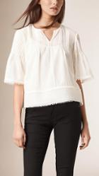 Burberry Pintuck Detail Cotton Blouse