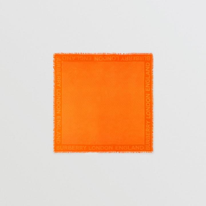 Burberry Burberry Monogram Silk Wool Jacquard Large Square Scarf, Orange