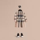 Burberry Burberry Collarless Check Drawcord Cotton Voile Dress, Size: 6y, Beige