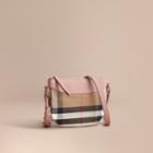 Burberry Burberry House Check And Leather Crossbody Bag, Grey