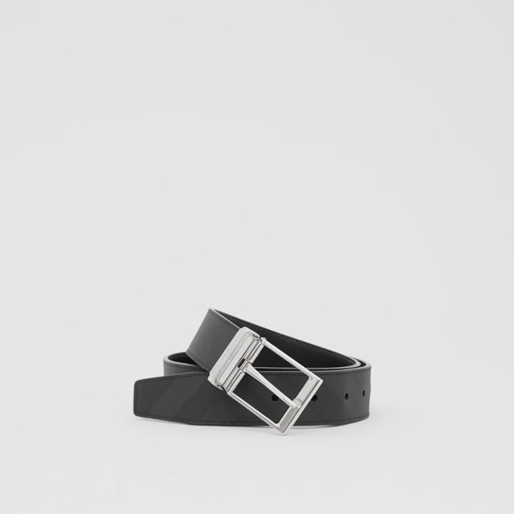 Burberry Burberry Reversible London Check And Leather Belt, Size: 75, Black