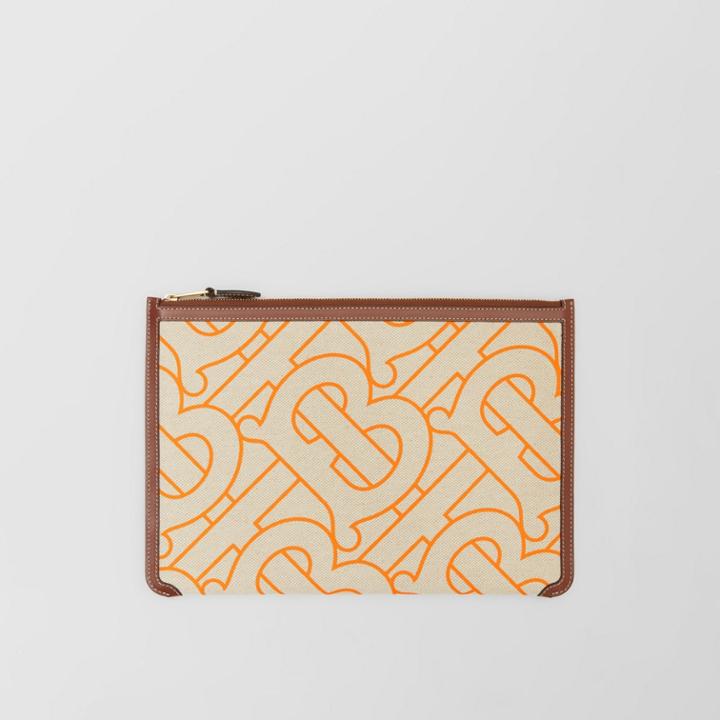 Burberry Burberry Monogram Motif Canvas And Leather Pouch, Brown