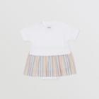 Burberry Burberry Childrens Icon Stripe Skirt Cotton Bodysuit, Size: 9m, White