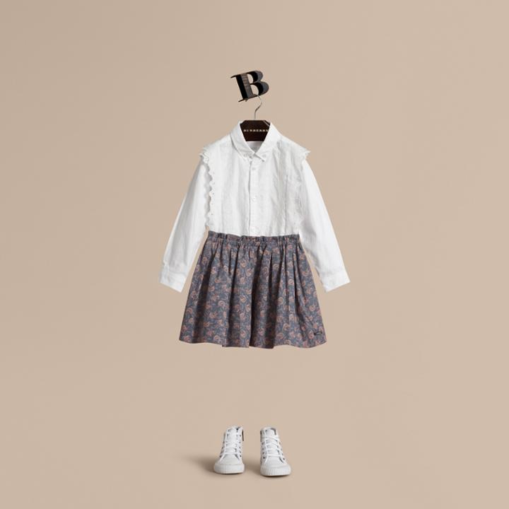 Burberry Burberry Leaf Pattern Cotton Skirt, Size: 14y, Blue
