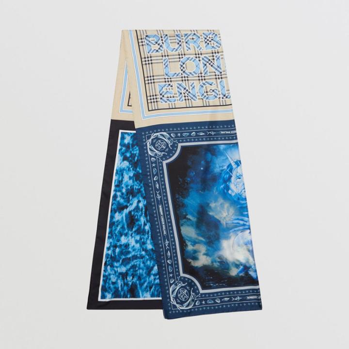 Burberry Burberry Montage Print Silk Scarf, Blue