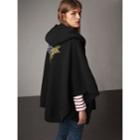 Burberry Burberry Beasts Motif Hooded Sweatshirt Poncho, Black