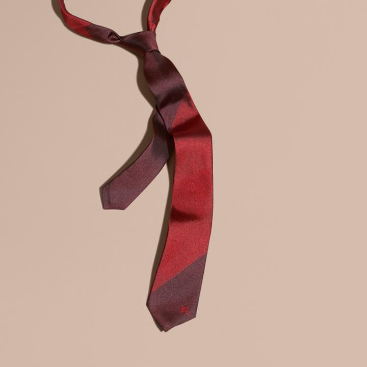 Burberry Burberry Slim Cut Striped Jacquard Silk Tie, Red