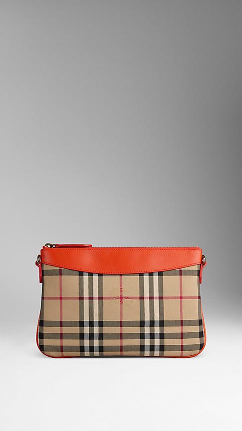 Burberry Horseferry Check And Leather Clutch Bag