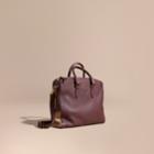 Burberry Burberry Leather And House Check Briefcase, Purple