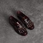 Burberry Burberry Stud Detail Kiltie Fringe Leather Loafers, Size: 42, Red