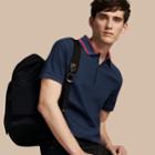 Burberry Burberry Striped Collar Cotton Piqu Polo Shirt, Size: Xs, Blue