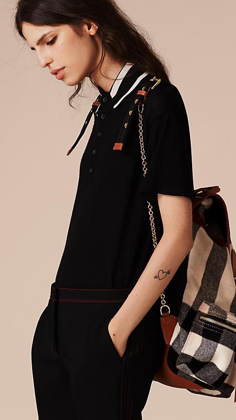 Burberry Striped Collar Wool Polo Shirt