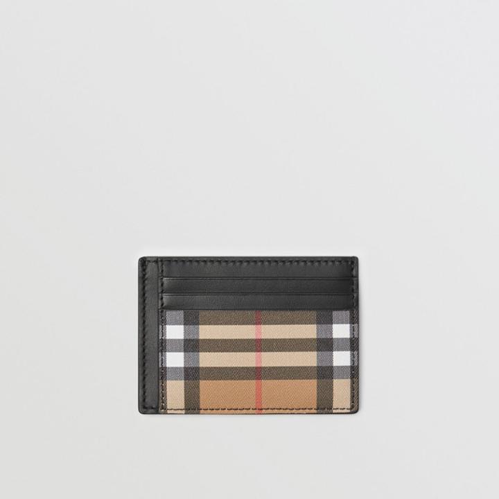 Burberry Burberry Vintage Check And Leather Money Clip Card Case, Black