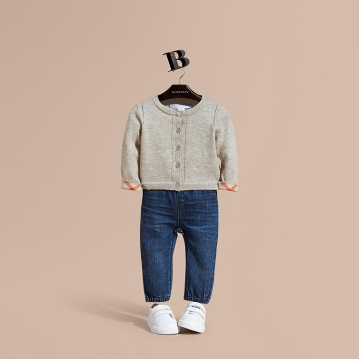 Burberry Burberry Check Cuff Cotton Cardigan, Size: 3y, Grey