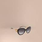 Burberry Burberry Gabardine Collection Oversize Round Frame Sunglasses, Black