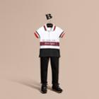 Burberry Burberry Striped Detail Cotton Polo Shirt, Size: 6y, Red