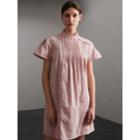 Burberry Burberry Pintuck Pleated Linen Cotton Dress, Size: 00, Pink