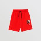 Burberry Burberry Childrens Contrast Logo Graphic Cotton Drawcord Shorts, Size: 4y, Red