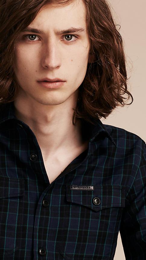 Burberry Black Watch Check Wool Blend Shirt