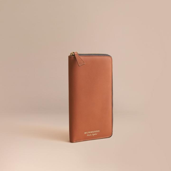 Burberry Burberry Trench Leather Ziparound Wallet, Brown