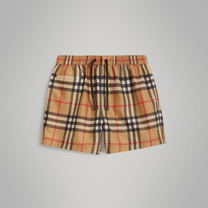Burberry Burberry Childrens Check Swim Shorts, Size: 12m, Yellow