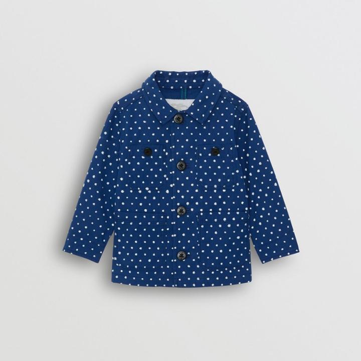 Burberry Burberry Childrens Spot Print Cotton Blend Jacket, Size: 2y, Blue