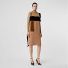 Burberry Burberry Strap Detail Panelled Silk And Velvet Dress, Size: 06, Biscuit