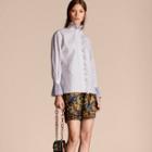 Burberry Pinstriped Cotton Shirt With Ruffles