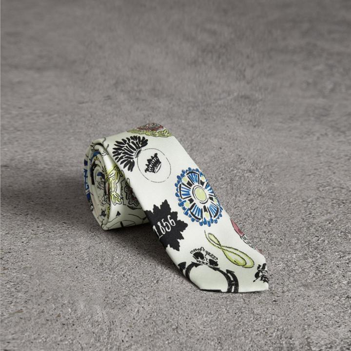 Burberry Burberry Slim Cut Emblem Print Silk Tie
