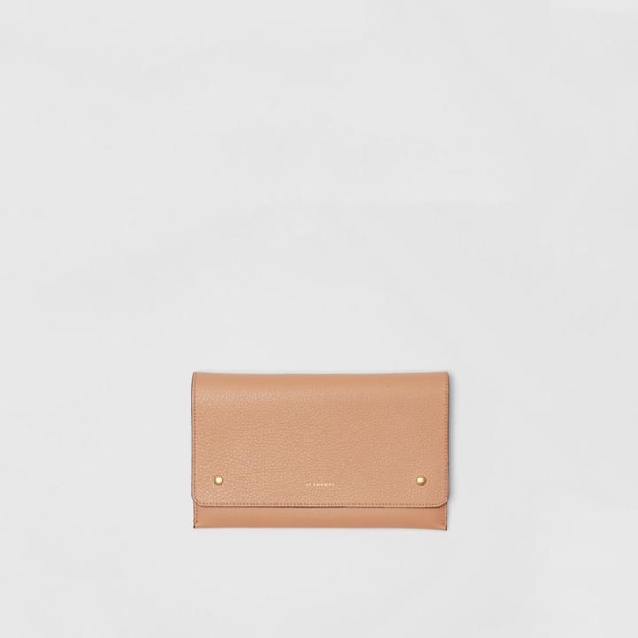 Burberry Burberry Two-tone Leather Wristlet Clutch, Beige